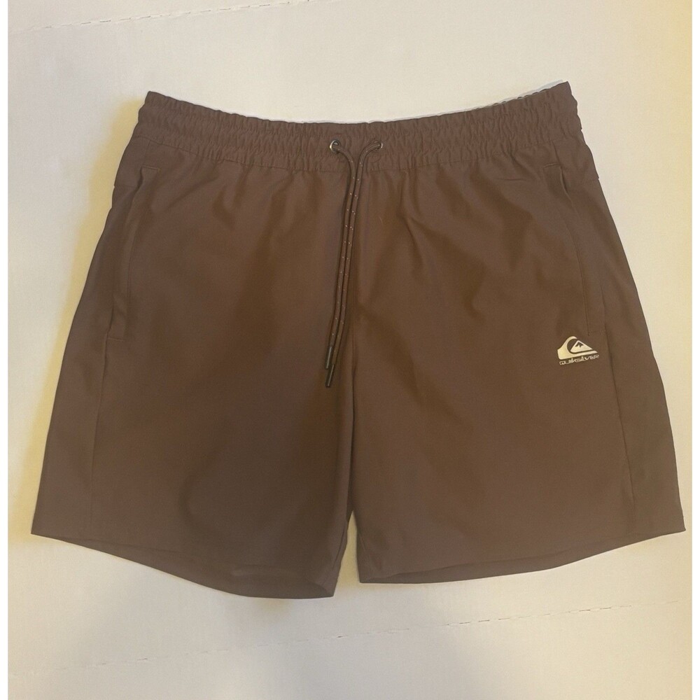 Quiksilver Men's Brown Polyester Shorts Drawstring Elastic Waist Pockets